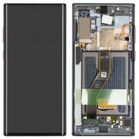 Ekranas Samsung N975 Note 10 Plus/N976 Note 10 Plus 5G su lietimui jautriu stikliuku och rėmeliu Black OLED (real size)