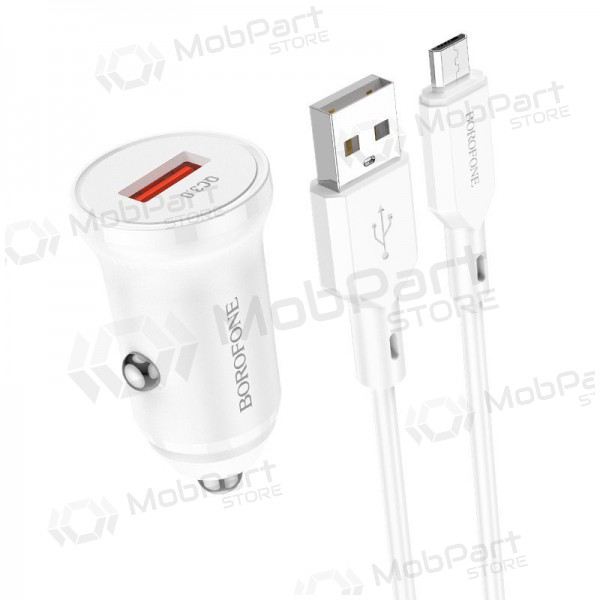 Laddare automobilinis Borofone BZ18 Quick Charge 3.0 18W + MicroUSB (vit)