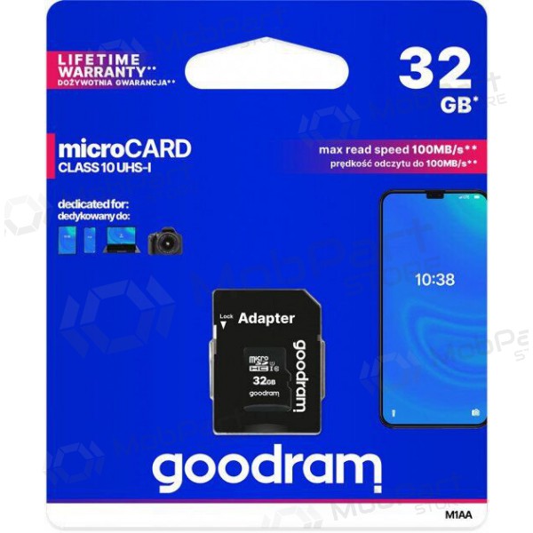 Minneskort GOODRAM MicroSD 32GB (class10 UHS-I) + SD Adapter