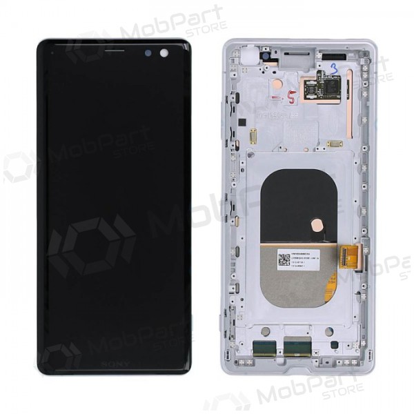 Sony Xperia XZ3 H8416 / H9436 skärm (vit) (med ram) (begagnad grade A, original)