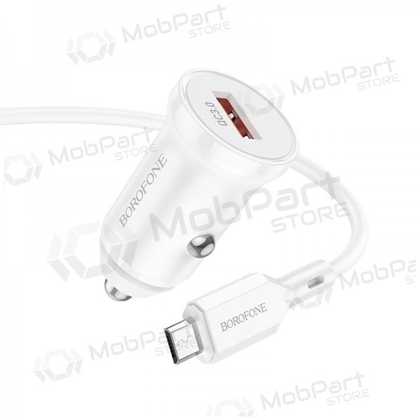 Laddare automobilinis Borofone BZ18 Quick Charge 3.0 18W + MicroUSB (vit)