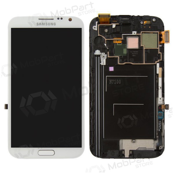 Samsung N7100 Galaxy Note 2 skärm (vit) (med ram) (service pack) (original)