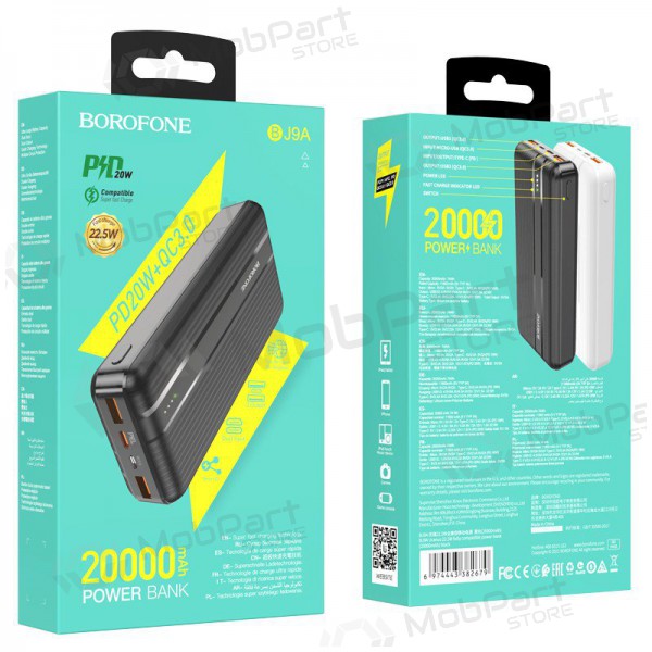 Powerbank Power Bank Borofone BJ9A Type-C PD+Quick Charge 3.0 (3A) 20000mAh svart