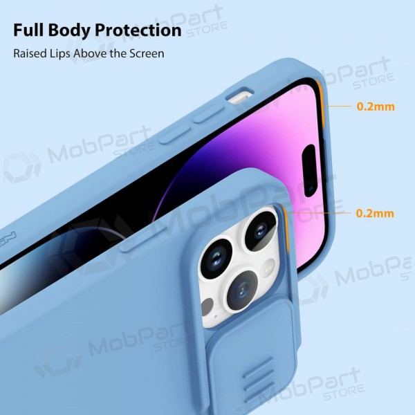 Fodral / skal Nillkin CamShield Silky Magnetic Silicone Apple iPhone 14 Pro Max ljusblå