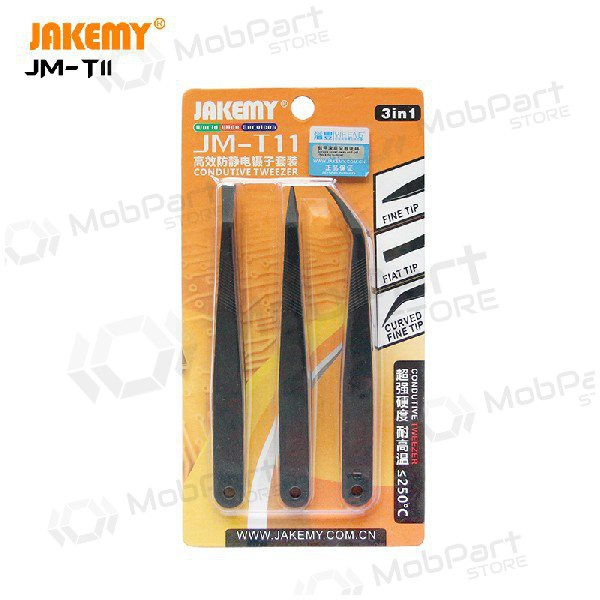 Antistatisk pincett av metall Jakemy JM-T11 ESD (3st )