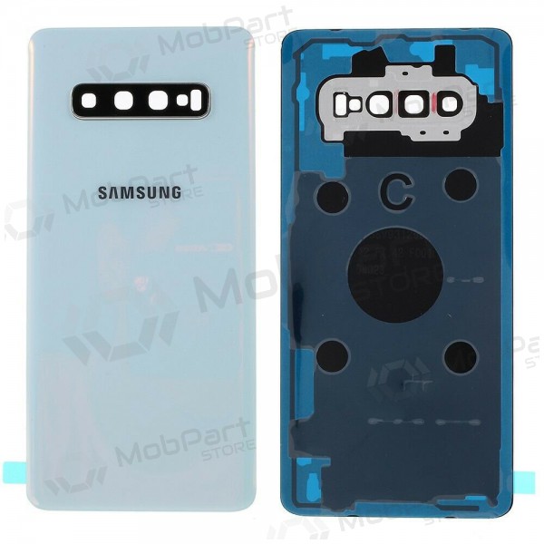 Samsung G975 Galaxy S10 Plus baksida / batterilucka vit (Prism White) (begagnad grade A, original)