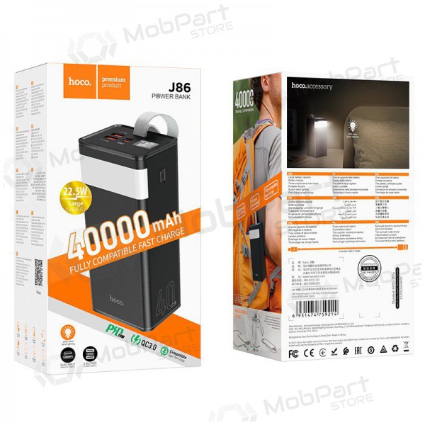 Powerbank Power Bank Hoco J86 22.5W Quick Charge 3.0 40000mAh svart