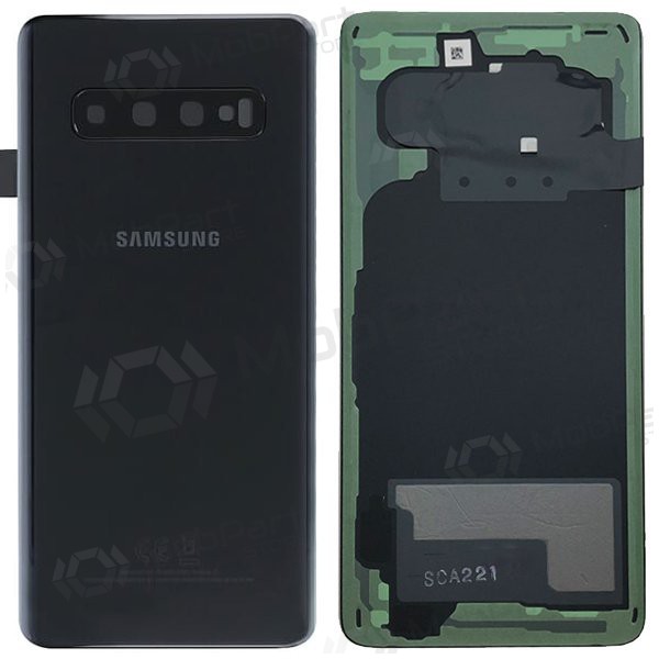 Samsung G973 Galaxy S10 baksida / batterilucka svart (Prism Black) (begagnad grade B, original)