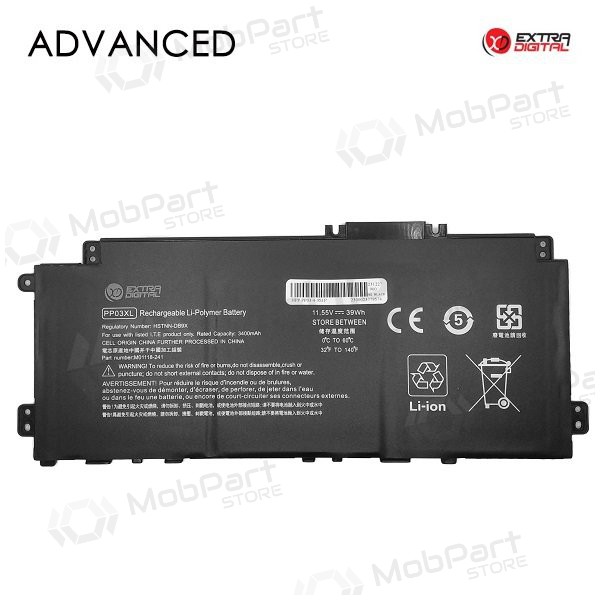 HP PP03XL, 3400mAh laptop batteri, Advanced