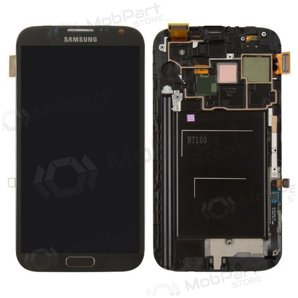 Samsung N7100 Galaxy Note 2 skärm (svart) (med ram) (service pack) (original)