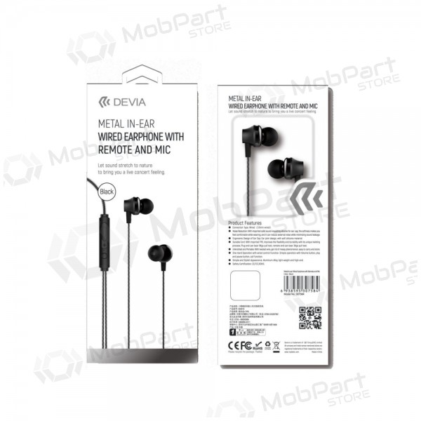 Headset Devia Metal In-Ear 3,5mm (svart)