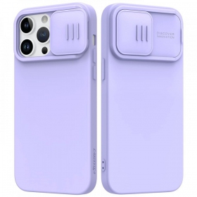 Fodral / skal Nillkin CamShield Silky Silicone Apple iPhone 15 Plus šviesiai violett